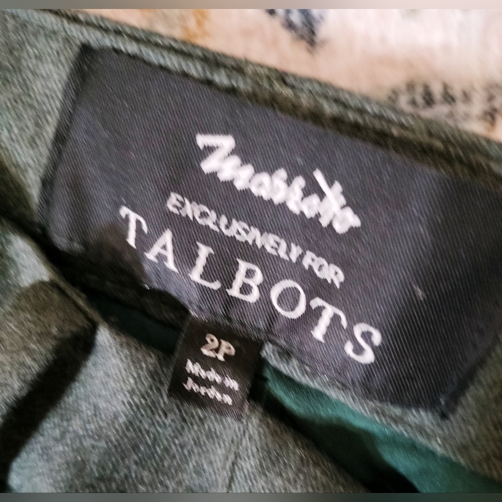 NWT! Marzotto for Talbots Women's Olive Green Trousers. Size 2P - Picture 2 of 6